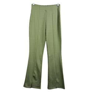 Le Lis NWOT Green White Gingham Plaid Flare Leg Pants Small High Waisted Preppy